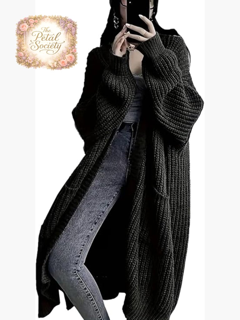 Oversized Long Cardigan Sweater Open Front Duster With Pockets